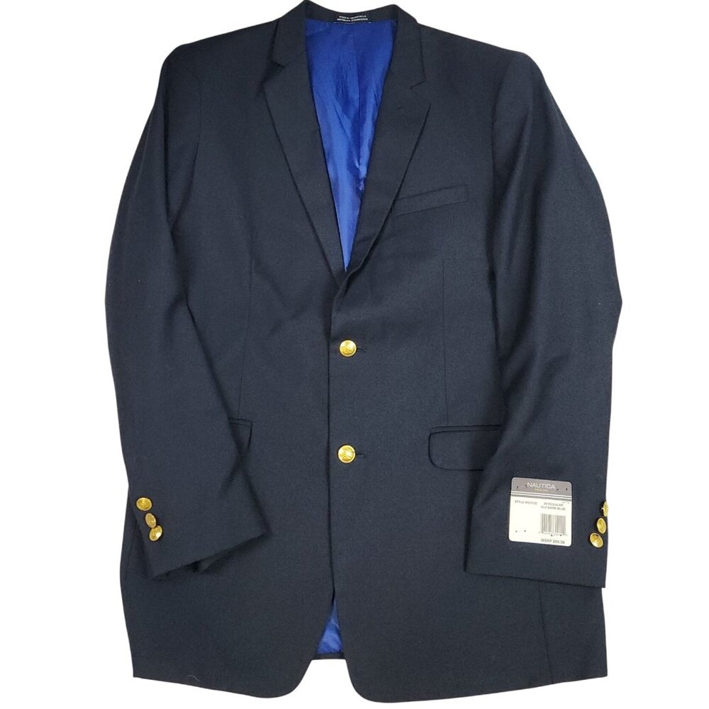 Nautica Mens 2-Button Blazer 20R Dark Blue Regular Fit Polyester & Rayon NWT